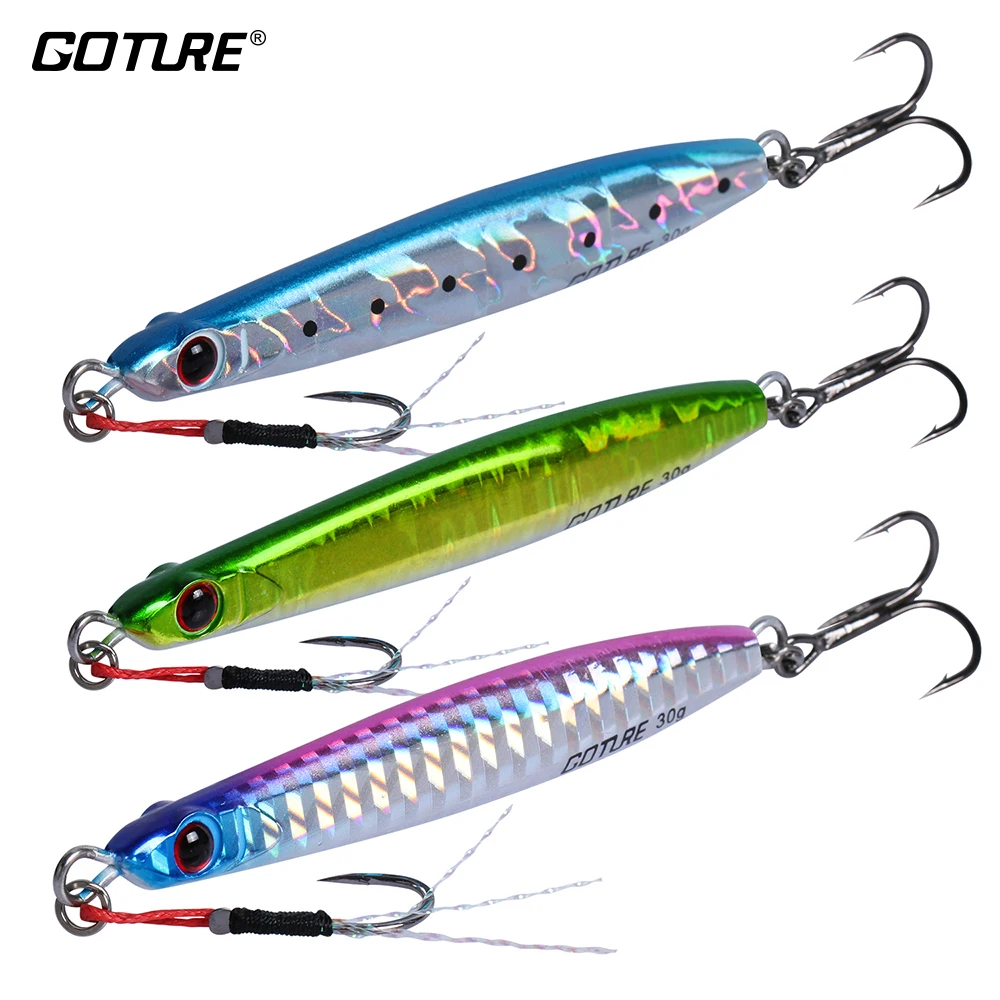 Goture G005 30g/20g Metal Jig Jigging Spoon Lure Sequins 3D-Eyes Hard Bait For Fishing+Premium Sharp Treble Hook 1X-8#, 3pcs/lot
Goture G005 30g/20g Metal Jig Jigging Spoon Lure Sequins 3D-Eyes Hard Bait For Fishing+Premium Sharp Treble Hook 1X-8#, 3pcs/lot
