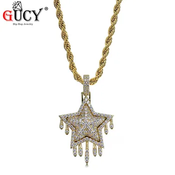 GUCY New Iced Out Metor Drip Star Pendant & Necklace Micro Pave Cubic Zircon Stones Water Drop Charms Hip Hop Men's Jewelry Gift
GUCY New Iced Out Metor Drip Star Pendant & Necklace Micro Pave Cubic Zircon Stones Water Drop Charms Hip Hop Men's Jewelry Gift