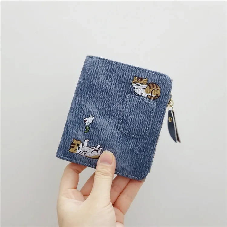 Women Cute Embroidery Cat Zipper Buckle Hand Wallet Leather Purse Jean Women Wallets Brand Design Carteira Feminina Bolsa Couro
Women Cute Embroidery Cat Zipper Buckle Hand Wallet Leather Purse Jean Women Wallets Brand Design Carteira Feminina Bolsa Couro