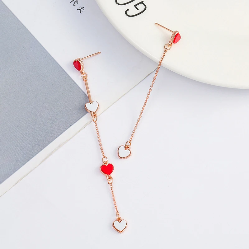 Fashion Simple Asymmetric Red Love Lady Long Earrings Small Red Heart Tassel Pendant Earrings
Fashion Simple Asymmetric Red Love Lady Long Earrings Small Red Heart Tassel Pendant Earrings