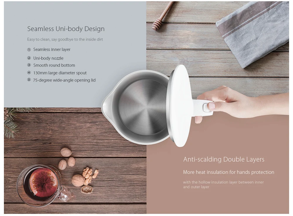 Xiaomi Mijia Kettle Constant Temperature Control Water Kettle 1.5L Auto Power-off Protection Smart Control Support Phone APP H15 (4)