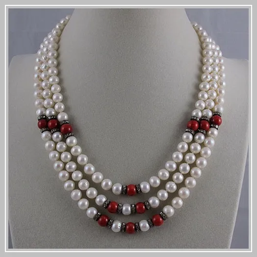 Unique Pearls jewellery Store,Charming 3rows Rhinestone Red Corals White Freshwater Pearl Necklace.Charming Women Gift Jewelry
Unique Pearls jewellery Store,Charming 3rows Rhinestone Red Corals White Freshwater Pearl Necklace.Charming Women Gift Jewelry