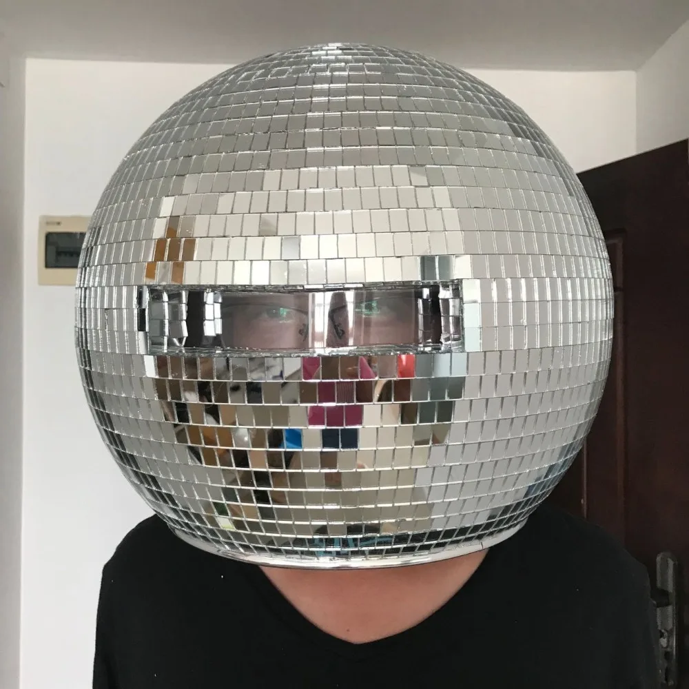 Ballroom dance costumes mirror men women singer stage show wears dj cloth Glass ball led helmet catwalk disco performance hat
Ballroom dance costumes mirror men women singer stage show wears dj cloth Glass ball led helmet catwalk disco performance hat