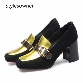 Stylesowner Block 2019 Square Toe Women High Heels Pumps Luxury Belts Metal Size Genuine Leather Gold Party Fashion Spring Pumps
Stylesowner Block 2019 Square Toe Women High Heels Pumps Luxury Belts Metal Size Genuine Leather Gold Party Fashion Spring Pumps