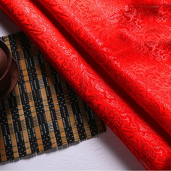 High quality brocade jacquard polyester red background red Phoenix Tail fabric for patchwork tissue women dress by 100x90
High quality brocade jacquard polyester red background red Phoenix Tail fabric for patchwork tissue women dress by 100x90