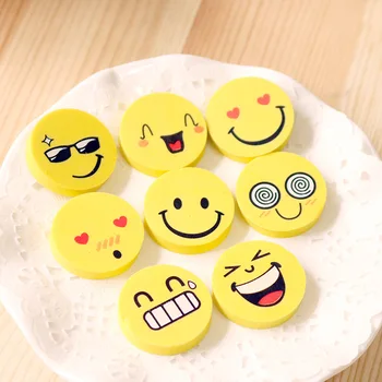 

144pcs kawaii soft eraser cute smiley rubber erasers for kids school student pencil eraser stationary supplies gift items goma