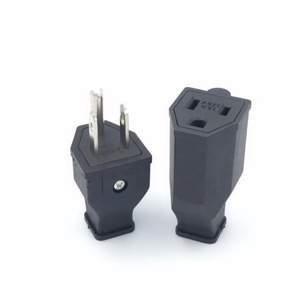 

Black copper American Assembled industrial power adaptor plug 15A 125V US male and female Removable wiring plug socket convertor
