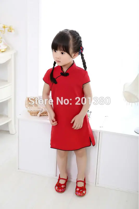 Dziewczęce letnie sukienki Piwonia Qipao Chiński Nowy Rok, Kwiatowe stroje Cheongsam dla dziewczynek 2-16 lat - Wianko - 44
