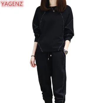 YAGENZ Plus size Spring Autumn Womens Two Piece Set Long sleeves O Neck Pullover Tops+Long Pants Young lady Sportswear Suit 896
YAGENZ Plus size Spring Autumn Womens Two Piece Set Long sleeves O Neck Pullover Tops+Long Pants Young lady Sportswear Suit 896