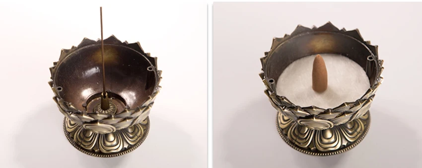 ERMAKOVA Lotus Flower Chinese Buddha Alloy Metal Incense Burner Incense Holder Handmade Censer Bowl Buddhist Home Decoration ERMAKOVA Lotus Flower Chinese Buddha Alloy Metal Incense Burner Incense Holder Handmade Censer Bowl Buddhist Home Decoration