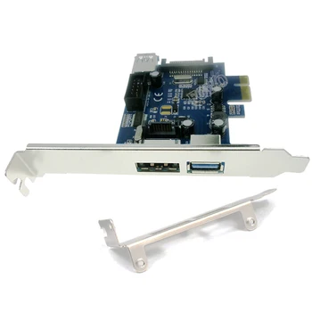 Dual USB 3.0 Port + Power over eSATA + 9 Pin USB2.0 Hybrid PCI Express Controller Card
Dual USB 3.0 Port + Power over eSATA + 9 Pin USB2.0 Hybrid PCI Express Controller Card