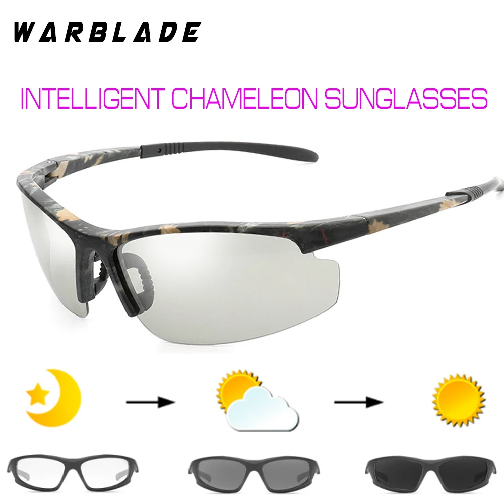 

WarBLade Men Photochromic Sunglasses New HD Polarized Sunglasses Women UV400 Rimless Anti-glare Sun Glasses Gafes de sol