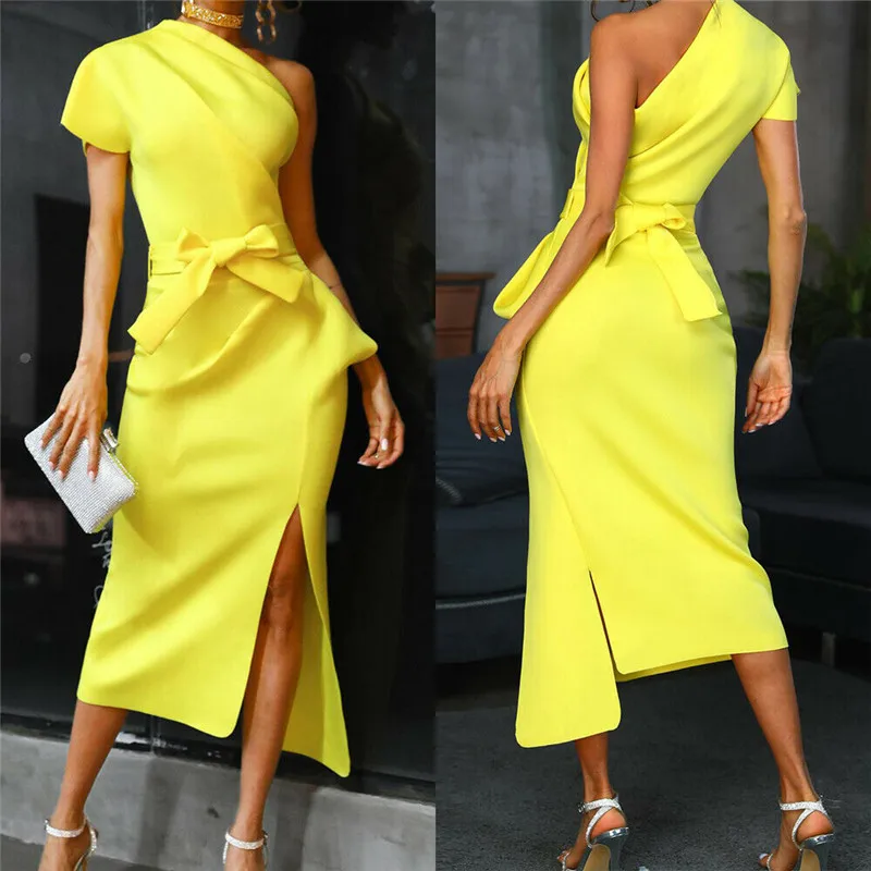 Women One Shoulder Fashion Summer Dresses Mid-Calf Dress Evening Party Club Pencil Ladies Formal Solid Color O Neck Dresses New
Women One Shoulder Fashion Summer Dresses Mid-Calf Dress Evening Party Club Pencil Ladies Formal Solid Color O Neck Dresses New