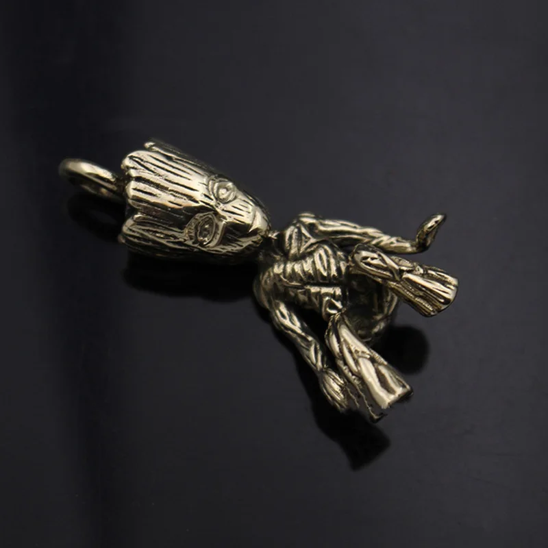 4-6CM-Solid-Pure-Copper-Tree-Man-Groot-Keychain-Pendant-Brass-Car-Motorcycle-Keychain-Pendant-EDC