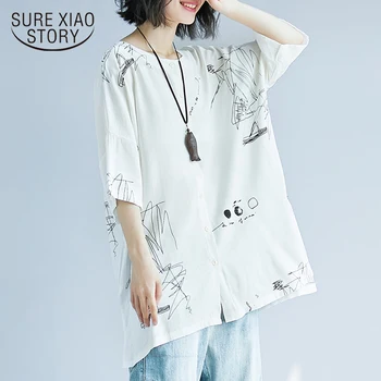 2019 plus size short sleeve summer tops fashion woman blouses print Linen women blouse shirt womens tops and blouses 2128 50
2019 plus size short sleeve summer tops fashion woman blouses print Linen women blouse shirt womens tops and blouses 2128 50