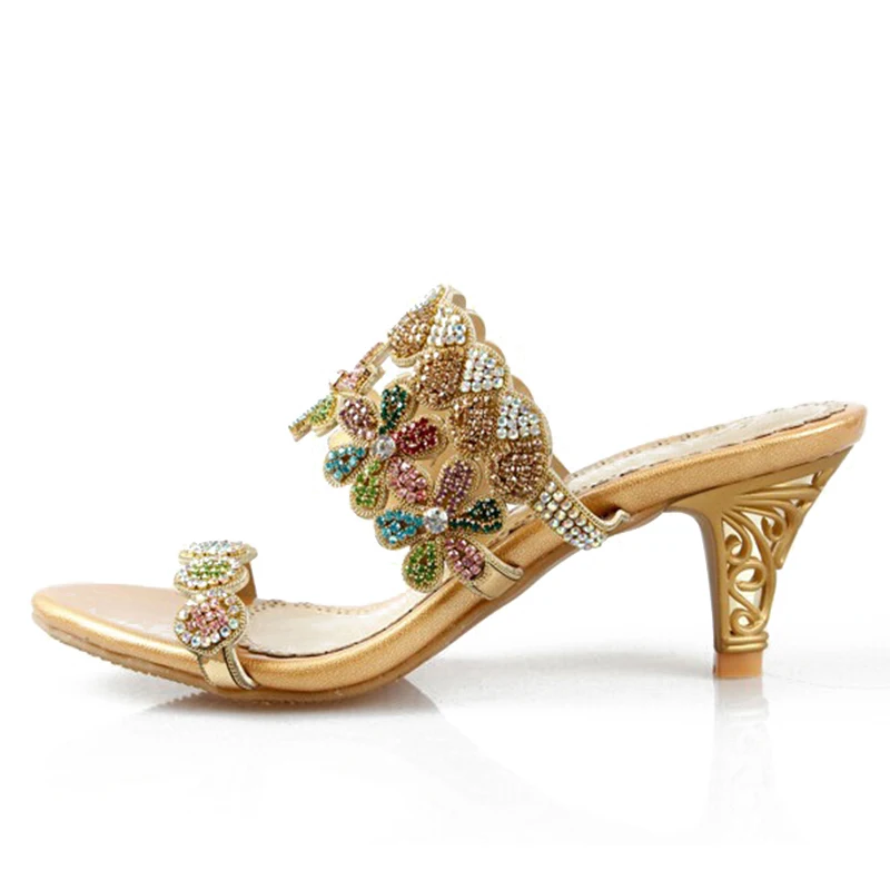 Rhinestone Genuine Leather Kitten Heels Open The Toe Women Summer Slippers Crystal Lady Fashion Slides Plus Size 34-41 3608
Rhinestone Genuine Leather Kitten Heels Open The Toe Women Summer Slippers Crystal Lady Fashion Slides Plus Size 34-41 3608
