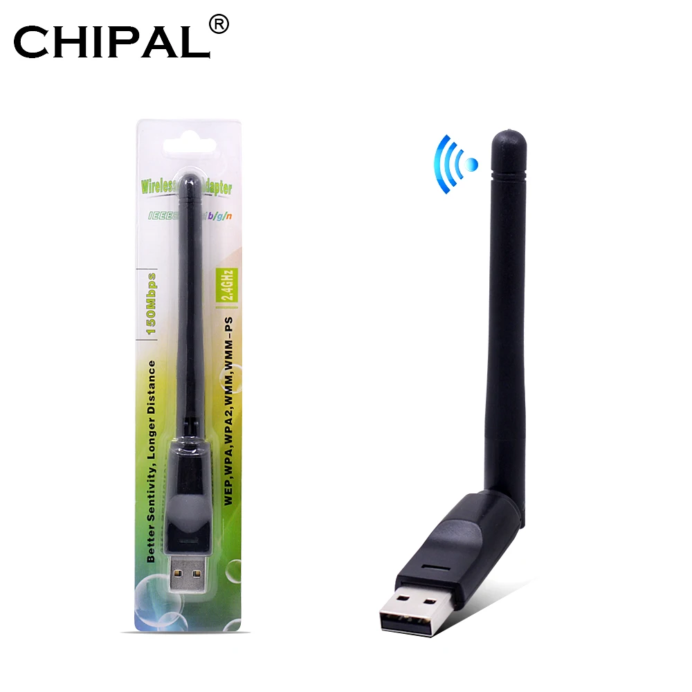 CHIPAL 150Mbps Ralink RT5370 Wireless Network Card Mini USB 2.0 WiFi Adapter Antenna PC LAN Wi-Fi Receiver Dongle 802.11 b/g/n
CHIPAL 150Mbps Ralink RT5370 Wireless Network Card Mini USB 2.0 WiFi Adapter Antenna PC LAN Wi-Fi Receiver Dongle 802.11 b/g/n