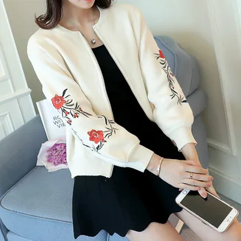 cardigan sweater female short loose Korean student embroidery 2017 new spring coat in the spring and autumn spring 
cardigan sweater female short loose Korean student embroidery 2017 new spring coat in the spring and autumn spring