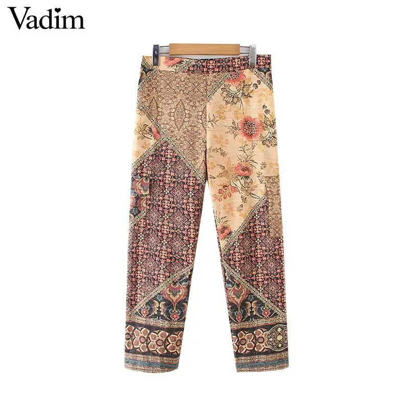 Vadim women vintage print long pants elastic waist pockets straight casual female cozy retro bottoms trousers mujer KA689
Vadim women vintage print long pants elastic waist pockets straight casual female cozy retro bottoms trousers mujer KA689