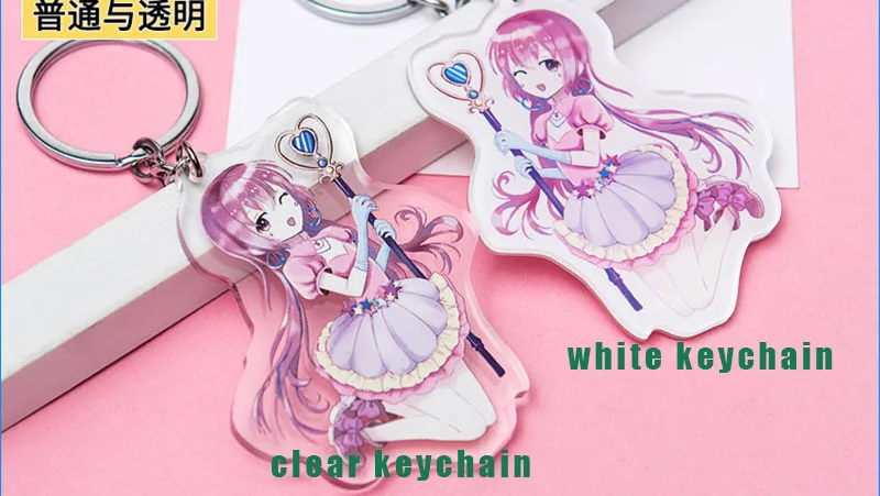 1pc custom clear keychain acrylic badge holder personalized any shape anime charms keychain tag  (5)