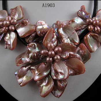 Handmade Shell Flower Leather Necklace,Light Pink Genuine Freshwater Pearl Shell Flower Real Leather ,Perfect Jewellery For Wome 
Handmade Shell Flower Leather Necklace,Light Pink Genuine Freshwater Pearl Shell Flower Real Leather ,Perfect Jewellery For Wome