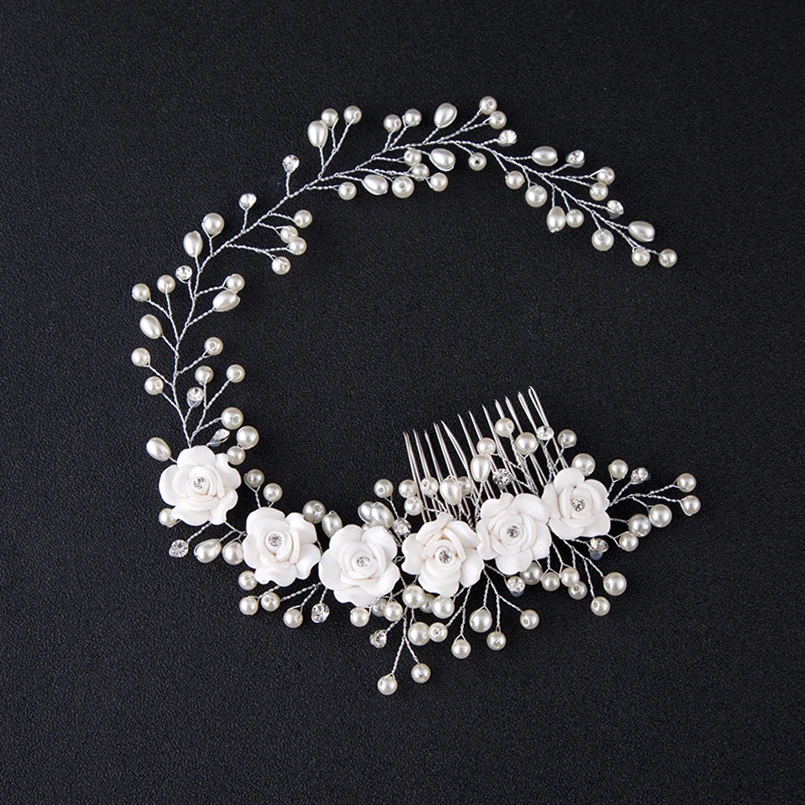 Women Wedding Headdress Crystal Pearl Hairband White Flower Headbands Hairbrush Bride Hair Jewelry Hair Comb SP0119
Women Wedding Headdress Crystal Pearl Hairband White Flower Headbands Hairbrush Bride Hair Jewelry Hair Comb SP0119