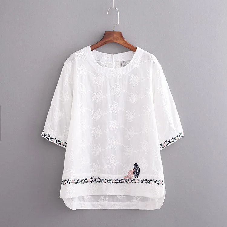 Plus size cotton linen Embroidered women t shirt 2019 half sleeve t-shirts women tops tshirt summer tee shirt femme
Plus size cotton linen Embroidered women t shirt 2019 half sleeve t-shirts women tops tshirt summer tee shirt femme