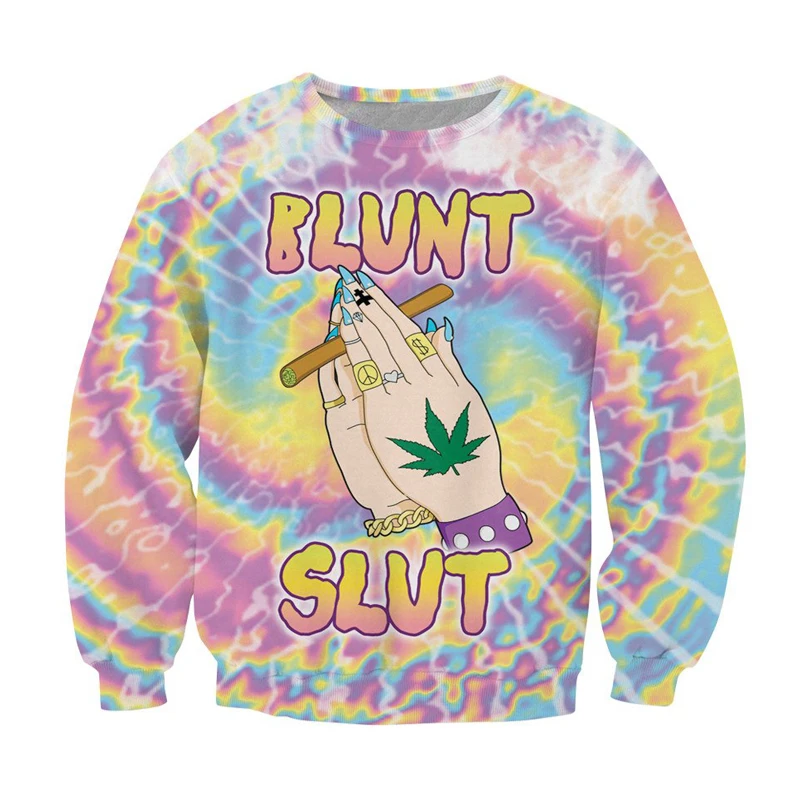 2018 Autumn Newest fashion Women/Men Sweatshirt Fabulous Blunt Slut 3d Printed trippy Tie-dye Weed Leaf Pullovers
2018 Autumn Newest fashion Women/Men Sweatshirt Fabulous Blunt Slut 3d Printed trippy Tie-dye Weed Leaf Pullovers