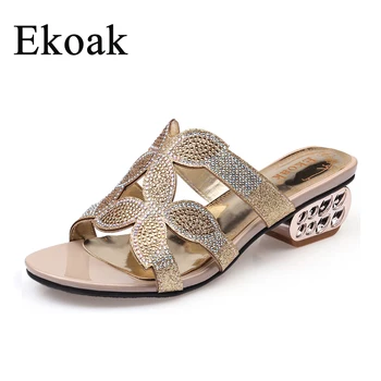 Ekoak New Fashion Summer Women Floral Rhinestone Cut-outs Medium Heels Sandals Ladies Party Crystals Dress Shoes Woman
Ekoak New Fashion Summer Women Floral Rhinestone Cut-outs Medium Heels Sandals Ladies Party Crystals Dress Shoes Woman