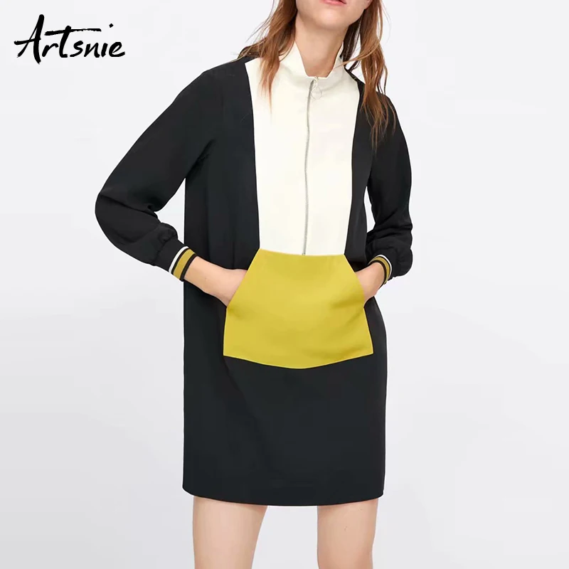 Artsnie spring 2019 black patchwork turtleneck women dress zipper long sleeve streetwear casual loose mini girl dresses vestidos
Artsnie spring 2019 black patchwork turtleneck women dress zipper long sleeve streetwear casual loose mini girl dresses vestidos