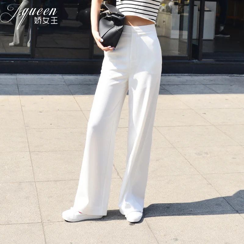 Women Pants High Waist Summer White Yellow Black Wide Leg Pants Zipper Workwear Trousers Office Ladies Pants Casual 
Women Pants High Waist Summer White Yellow Black Wide Leg Pants Zipper Workwear Trousers Office Ladies Pants Casual