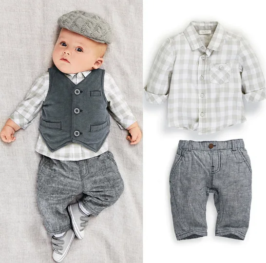 Baby Boy Clothing Set Spring Gentleman Suit Set Long Sleeved Plaid Shirt Vest Pant Set 2015 Clothes Set For Boys
Baby Boy Clothing Set Spring Gentleman Suit Set Long Sleeved Plaid Shirt Vest Pant Set 2015 Clothes Set For Boys