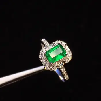 Emerald Ring Fine Jewelry Real Pure 18 K Gold 100% Natural Emerald Gemstones 0.66ct Female Wedding Rings for women Fine Ring