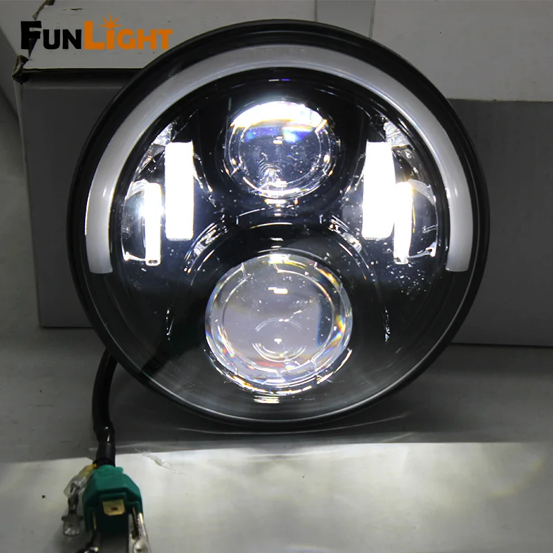 Free shipping 7 LED Headlight with Halo Angel Eye & Turn Signal Lights & DRL for Jeep Wrangler JK Headlamp (15)