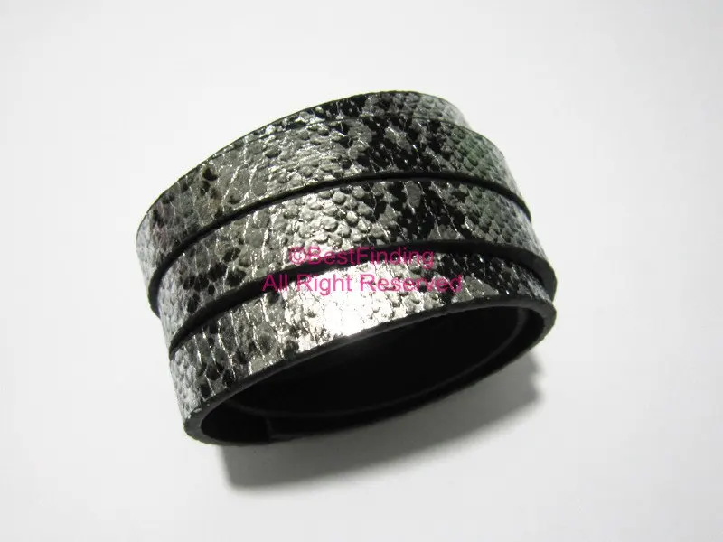 Фото 10x2mm Silver snake leather cord 10mm Flat | Украшения и аксессуары