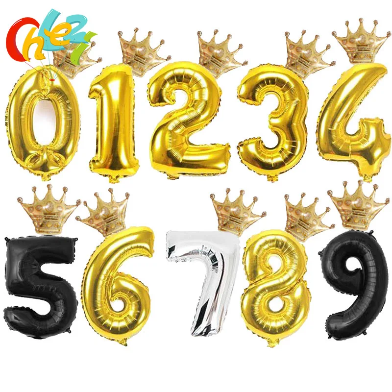 Mini Golden crown+32 inch Number balloon Gold silver Black figure 1 2 3 4 5 6 7 8 9 year kid boy girl Birthday Party Decoration
Mini Golden crown+32 inch Number balloon Gold silver Black figure 1 2 3 4 5 6 7 8 9 year kid boy girl Birthday Party Decoration
