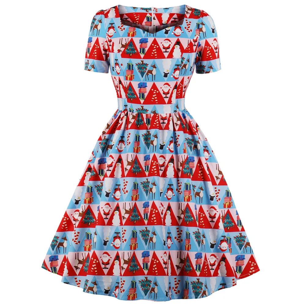 Plus Size Christmas Print Vintage Dress 3xl 4xl Sweetheart Neck Short Sleeves Women Retro Dress Party Vestidos Robe 2018
Plus Size Christmas Print Vintage Dress 3xl 4xl Sweetheart Neck Short Sleeves Women Retro Dress Party Vestidos Robe 2018