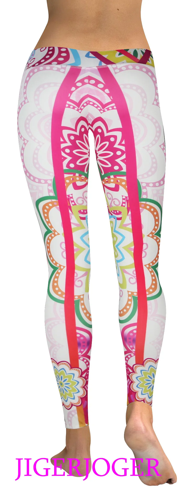 High waist green pink lotus flower legging (3)