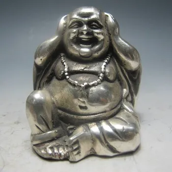 Chinese Silver Bronze Maitreya Buddha statue
Chinese Silver Bronze Maitreya Buddha statue