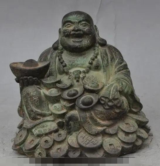 S6112 old chinese bronze buddhism wealth Maitreya Buddha yuanbao money bag coin statue D0318
S6112 old chinese bronze buddhism wealth Maitreya Buddha yuanbao money bag coin statue D0318