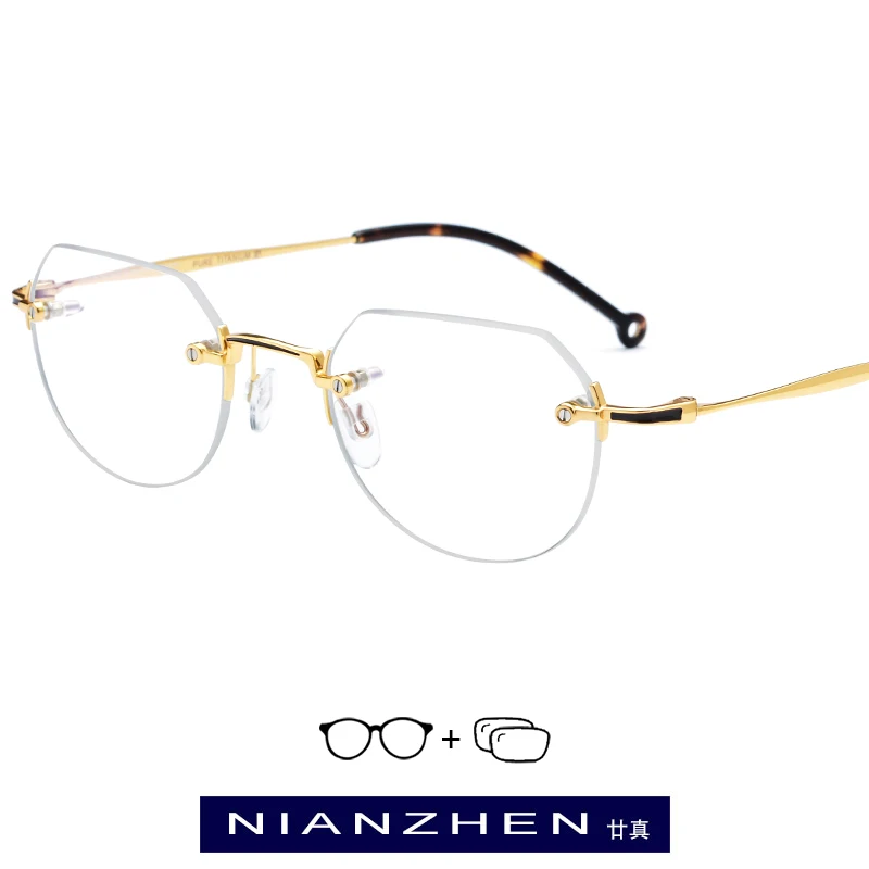 Pure Titanium Eyeglasses Frame Men Small Vintage Polygon Optical Frames Rimless Prescription Glasses for Women Eyewear 9142
Pure Titanium Eyeglasses Frame Men Small Vintage Polygon Optical Frames Rimless Prescription Glasses for Women Eyewear 9142