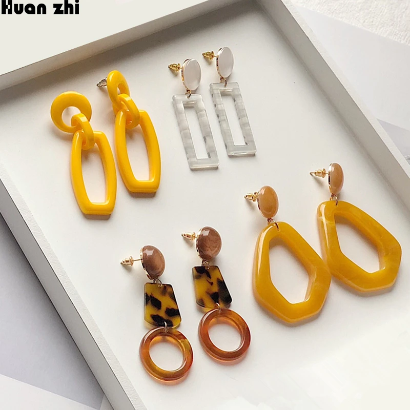 HUANZHI Exaggerated Acrylic Geometric Irregular Polygon Tortoiseshell Resin Big Long Acetate Earrings for Women Party Jewelry
HUANZHI Exaggerated Acrylic Geometric Irregular Polygon Tortoiseshell Resin Big Long Acetate Earrings for Women Party Jewelry