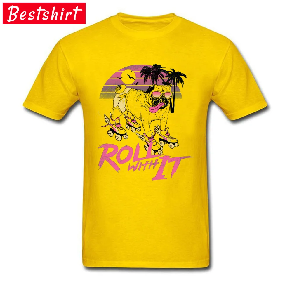 Roll With It -5287 Men's Designer Casual Tops & Tees O Neck Autumn 100% Cotton Tshirts Simple Style Short Sleeve Top T-shirts Roll With It -5287 yellow
