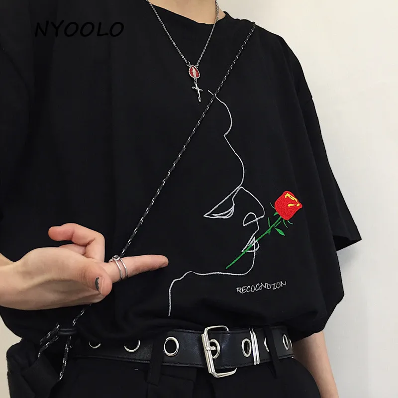 NYOOLO 2019 Summer Abstract character flower embroidery tee shirt Casual streetwear Short sleeve T-shirts women/men cloth tops
NYOOLO 2019 Summer Abstract character flower embroidery tee shirt Casual streetwear Short sleeve T-shirts women/men cloth tops