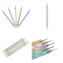 5 шт. трафареты для картин камни шаблон набор акриловые ручки шар стилус живопись глина для поделок ногтей штамп Мандала инструменты для нан...(China)