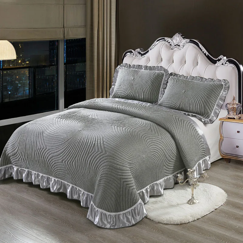 Waliicorners Luxury Knitted Cotton 3 Pieces Bedspread Comforter Set King Queen Size Bed Cover Set Mattress Topper Blanket With Pillowcases 46