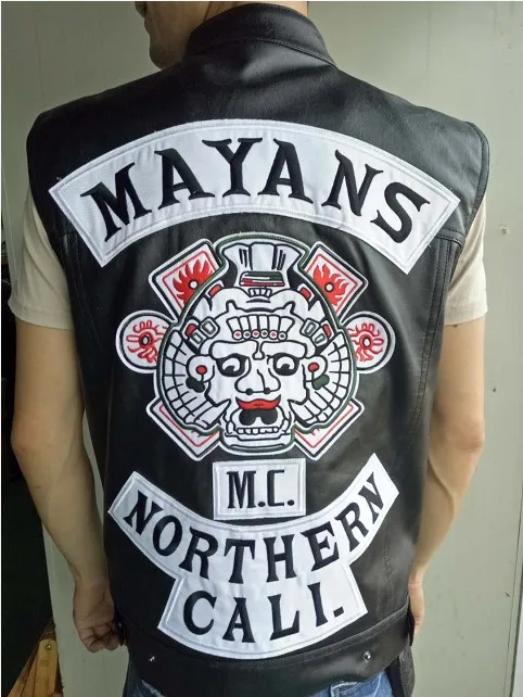 Embroidery Leather Jacket Mayans Rock Punk PU Vest The Punisher Cosplay costume Sons Of Anarchy Harley Moto sleeveless MC Jacket
Embroidery Leather Jacket Mayans Rock Punk PU Vest The Punisher Cosplay costume Sons Of Anarchy Harley Moto sleeveless MC Jacket