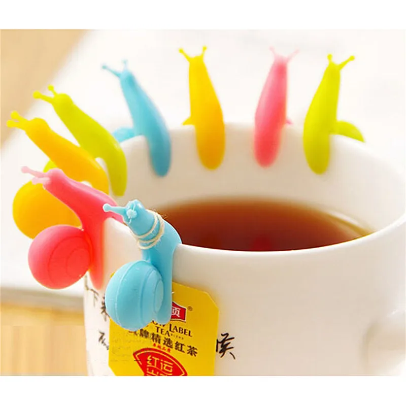 5pcs Snail Shape Silicone Healthy Home Office Bar Tea Bag Holder Tea Tools