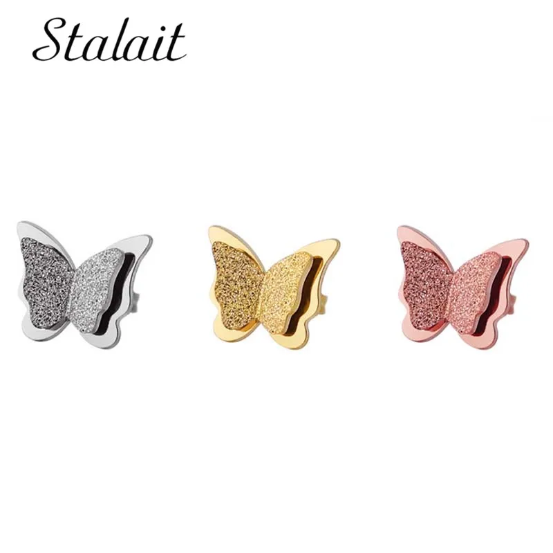 Fashion Simple Stainless Steel Titanium Steel Small Butterfly Earrings Rose Gold Matte Double Butterfly Stud Earrings Women
Fashion Simple Stainless Steel Titanium Steel Small Butterfly Earrings Rose Gold Matte Double Butterfly Stud Earrings Women
