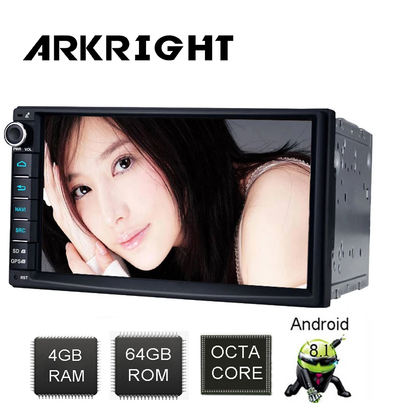 

ARKRIGHT 7" Android 8.1 4GB 64GB Universal Car Radio Audio Stereo HD GPS Navigation Head Unit DVR OBD Multimedia Player DSP 4G